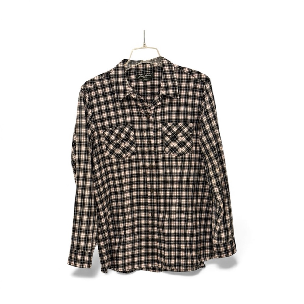 Eddie Bauer Black and White Plaid Shirt